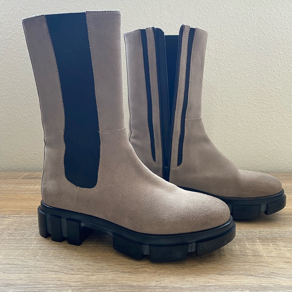 FREE PEOPLE BROOKS LUG SOLE CHELSEA BOOT GREY SIZE 37/7